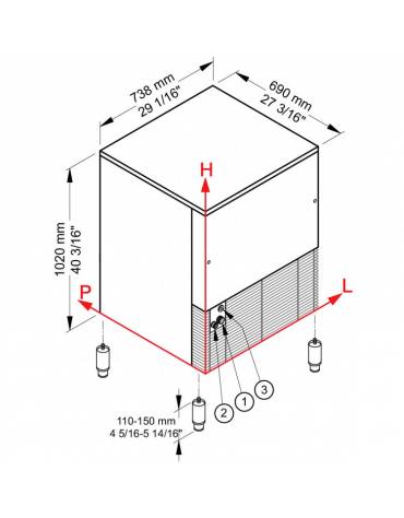 Produttore ghiaccio granulare 150Kg/55Kg