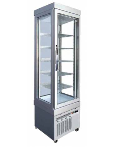 Vetrina Pasticceria statica con 4 lati in vetro  - 1 porta - capacità 595 Lt. - temp. +5° -25°C - mm 900x640x1930h