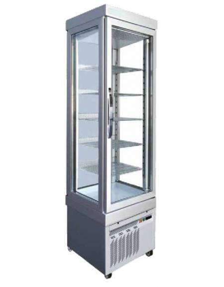 Vetrina Pasticceria statica con 4 lati in vetro  - 1 porta - capacità 595 Lt. - temp. +5° -25°C - mm 900x640x1930h