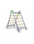Gioco arrampicata parco giochi in alluminio con 2 pareti oblique per arrampicata con rete in corda - Da interrare o tassellare