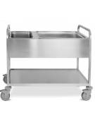 Carrello inox per sbarazzo compreso di bacinelle e piano inferiore - cm 117x63x94H