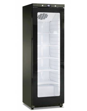 Vetrina bevande Lt. 400 in colore nero con porta a vetro senza cornice -Temperatura +2° +10°C - cm 60x62,5x186h