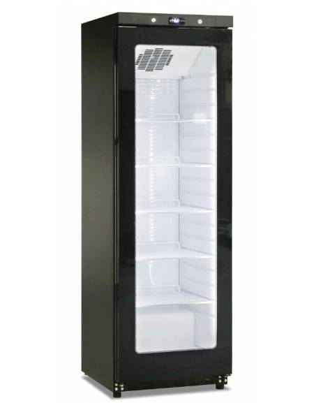 Vetrina bevande Lt. 400 in colore nero con porta a vetro senza cornice -Temperatura +2° +10°C - cm 60x62,5x186h