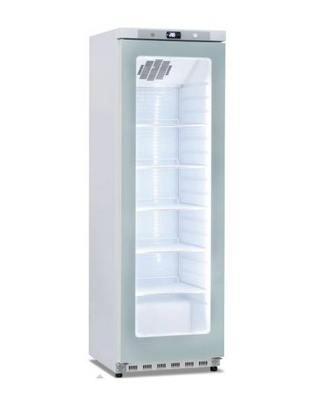 Vetrina bevande Lt. 400 in colore bianco con porta a vetro senza cornice -Temperatura +2° +10°C - cm 60x62,5x186h