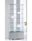 Vetrina con montanti in alluminio e mobile in kit h.43 cm. senza luci - cm 73 x 39 x 220h