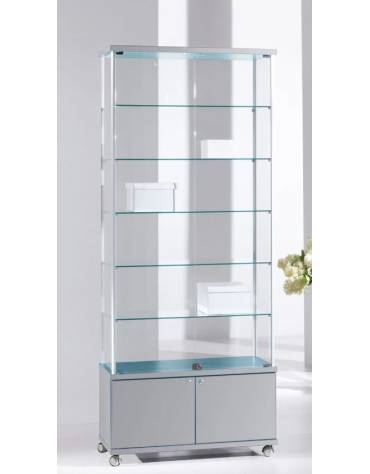 Vetrina con montanti in alluminio e mobile in kit h.43 cm. senza luci - cm 73 x 39 x 220h