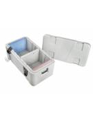 CONTENITORE ISOTERMICO PER TRASPORTO IN POLIETILENE CAPACITA' LT 68 CON APERTURA DALL'ALTO-CM 85X45X39H - COPERCHIO INCERNIERATO
