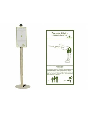 Cartello con paletto in legno per attrezzo Stretching braccia art. DN23852 - cm 8x33x200h