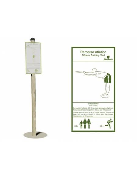 Cartello con paletto in legno per attrezzo Stretching braccia art. DN23852 - cm 8x33x200h