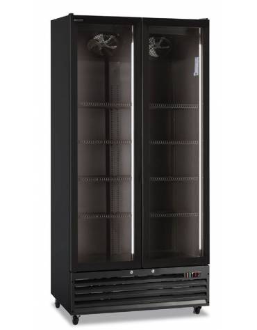 Vetrina frigorifera per bevande doppia porta a battente - Colore nero - Refrigerazione ventilata 0°/+10°C - cm 94x61,5x202,3h