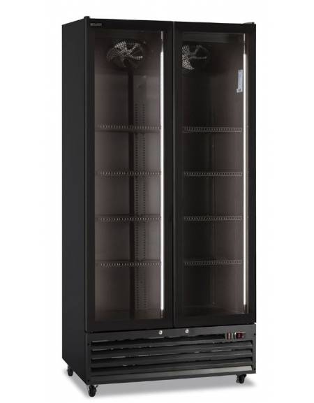 Vetrina frigorifera per bevande doppia porta a battente - Colore nero - Refrigerazione ventilata 0°/+10°C - cm 94x61,5x202,3h