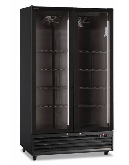 Vetrina bibite verticale doppia nera con ante a battente - refrigerazione ventilata 0°/+10°C - cm 113x72x202,3h