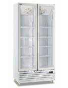 Vetrina frigorifera per bevande doppia porta a battente - Colore bianco - Refrigerazione ventilata 0°/+10°C - cm 94x61,5x202,3h