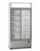 Frigo bibite doppia porta scorrevole ventilato 0°/+10°C, con opalina pubblicitaria - colore bianco - Lt 495 - cm 94x56x198,3h