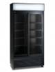 Frigo bibite doppia porta scorrevole ventilato 0°/+10°C, con opalina pubblicitaria - colore nero - Lt 495 - cm 94x56x198,3h