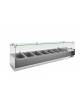 Vetrina refrigerata pizzeria statica in acciaio inox con vetro superiore-7 bacinelle GN1/3-Temperatura +2° +8°C-cm 160x39,5x43,5