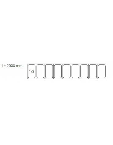 Vetrina refrigerata statica in acciaio inox e vetro - bacinelle GN1/3 -  mm 2000x395x435h