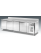 Tavolo refrigerato ventilato 4 sportelli con alzatina in Acciaio Inox - Classe C - Temp. -2/+8°C - cm 250,5x80x85h