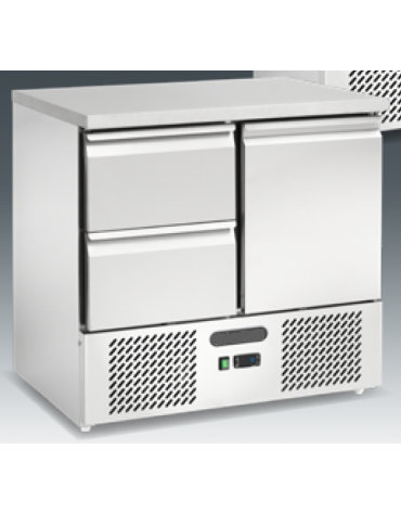 Saladette refrigerata ventilata - 2 cassetti - 1 porta - Temp. + 2/ +8°C - cm 90x70x87,5h