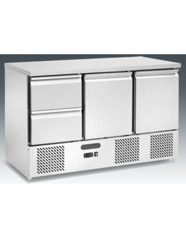 Saladette refrigerata ventilata - 2 cassetti, 2 sportelli - Temp. + 2/ +8°C - cm 136,5x70x87,5h