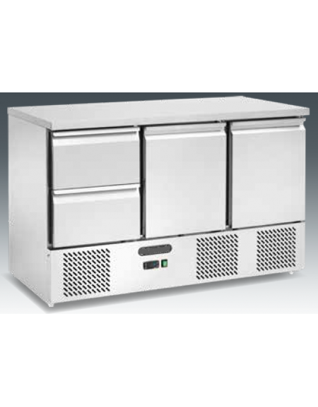 Saladette refrigerata ventilata - 2 cassetti, 2 sportelli - Temp. + 2/ +8°C - cm 136,5x70x87,5h