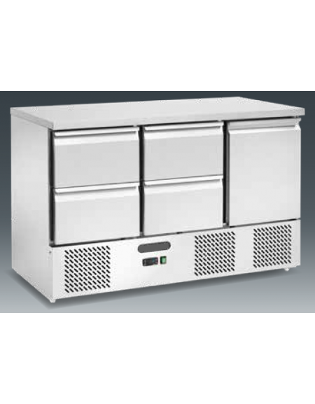 Saladette refrigerata ventilata - 4 cassetti, 1 sportello - Temp. + 2/ +8°C - cm 136,5x70x87,5h