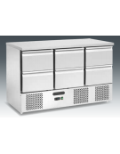 Saladette refrigerata ventilata - 6 cassetti - Temp. + 2/ +8°C - Classe A - cm 136,5x70x87,5h