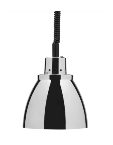 Lampada riscaldante in rame cromato, potenza 250 W - diametro 225 mm con luce bianca