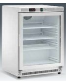 Armadio refrigerato statico 0/+10°C , porta a vetri, esterno acciaio verniciato bianco - Lt 140 - Classe  B - cm 60x58,5x85h