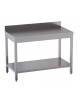 Tavolo in acciaio inox con alzatina e ripiano inferiore - cm 130x70x85/90h