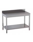 Tavolo in acciaio inox con alzatina e ripiano cm.170x70x85/90h