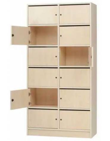 CARTELLIERA INSEGNANTI 8 VANI IN LEGNO CON SERRATURA CM 68X45X180H