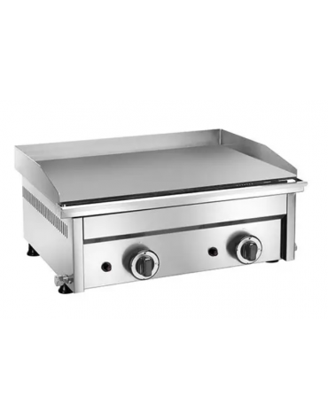 Fry top a gas da banco in acciaio inox - piastra liscia doppia - potenza 8000 W - cm 60x45x27,5h
