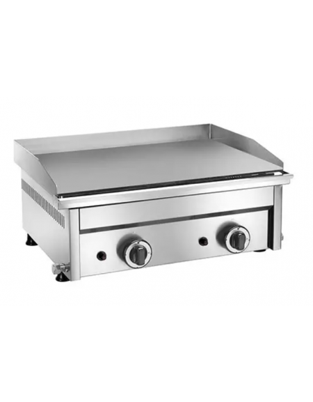 Fry top a gas da banco in acciaio inox - piastra liscia doppia - potenza 8000 W - cm 60x45x27,5h