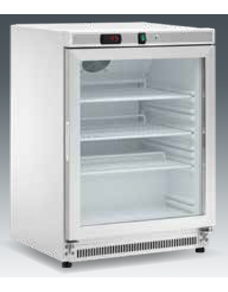 Armadio refrigerato statico 0/+10°C, porta a vetri, esterno in acciaio inox - Lt 140 - Classe B - cm 60x58,5x85h