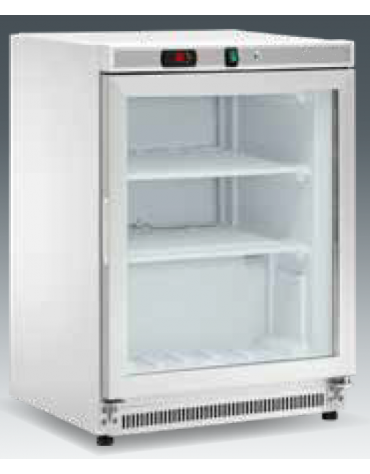 Armadio refrigerato statico minore di -18°C, porta a vetri, esterno in acciaio inox - Lt 140 - Classe B - cm 60x58,5x85h