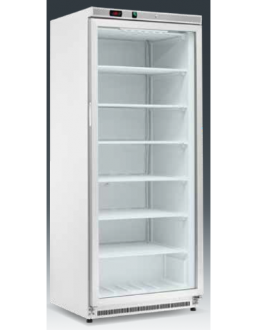 Armadio refrigerato statico minore di -18°C, porta a vetri, esterno in acciaio inox - Lt 580 - Classe C - cm 77,7x69,5x189h