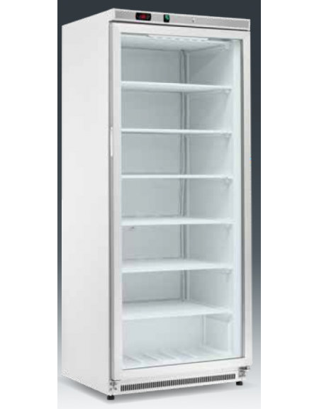 Armadio refrigerato statico minore di -18°C, porta a vetri, esterno in acciaio inox - Lt 580 - Classe C - cm 77,7x69,5x189h
