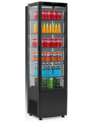Espositore refrigerato ventilato in ABS nero - 1 porta a battente in vetro, temp. 0° C/+12° C - Lt 270 - mm 520x485x1890h