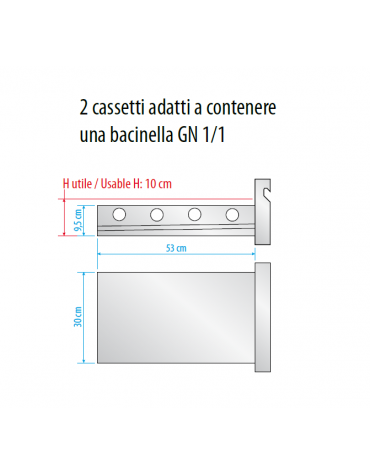 Kit 2 cassetti per banco refrigerato GN 1/1 mm 650h
