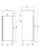 Armadio refrigerato ventilato GN2/1, in acciaio inox - Temp. -2/+8°C - Lt 560 - Classe A - cm 74x88,7x209h