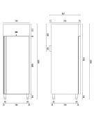 Armadio refrigerato ventilato GN2/1, in acciaio inox - Temp. -18/-22°C - Lt 560 - Classe B - cm 74x88,7x209h