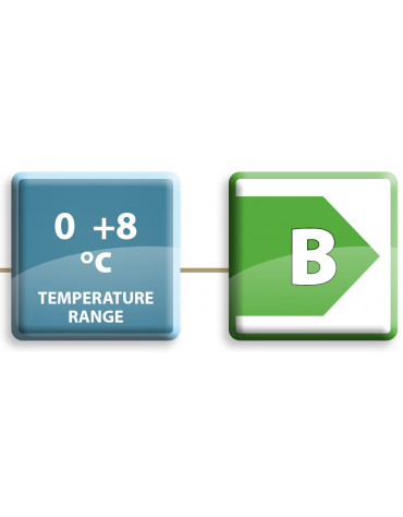 Armadio refrigerato ventilato due porte in acciaio inox, GN2/1 - Temp. 0/+8°C - Lt 650 - Classe B - cm 148x82,8x205h