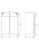 Armadio refrigerato ventilato due porte in acciaio inox, GN2/1 - Temp. 0/+8°C - Lt 650 - Classe B - cm 148x82,8x205h