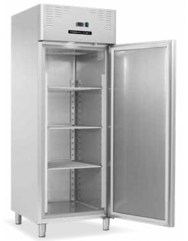 Armadio refrigerato ventilato GN2/1, in acciaio inox - Temp. -18/-22°C - Lt 650 - Classe c - cm 74x82,8x205h