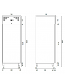 Armadio refrigerato ventilato GN2/1, in acciaio inox - Temp. -18/-22°C - Lt 650 - Classe c - cm 74x82,8x205h