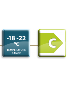 Armadio refrigerato ventilato due porte in acciaio inox, GN2/1 - Temp. -18/-22°C - Lt 1330 - Classe C - cm 148x82,8x205h