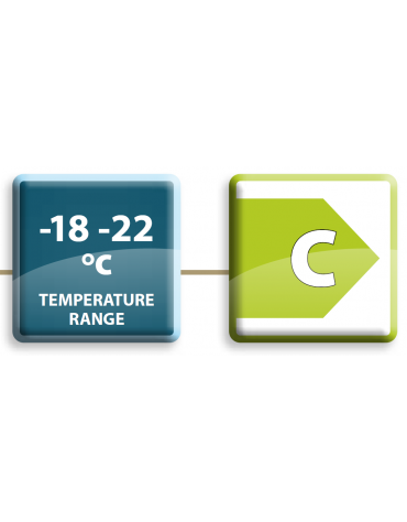 Armadio refrigerato ventilato due porte in acciaio inox, GN2/1 - Temp. -18/-22°C - Lt 1330 - Classe C - cm 148x82,8x205h