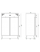 Armadio refrigerato ventilato due porte in acciaio inox, GN2/1 - Temp. -18/-22°C - Lt 1330 - Classe C - cm 148x82,8x205h