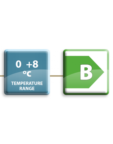 Armadio refrigerato ventilato  in acciaio inox con porta a vetri - Temp. 0/+8°C - Lt 650- Classe B - cm 74x82,8x205h